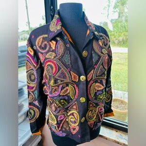 Southcoast Embroidered Embellishment Women's Blazer Cardigan Jacket Size M/L